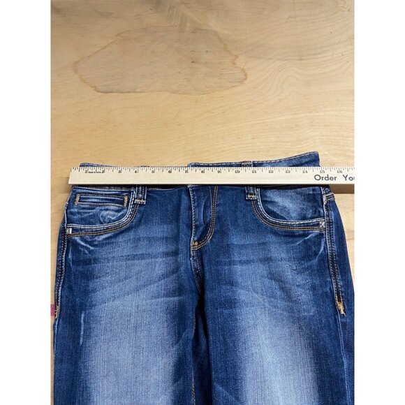 Vintage Cello Y2K Flare Jeans Size 7 Embroidered Pearl Rhinestone Pocket Bootcut - Picture 8 of 11